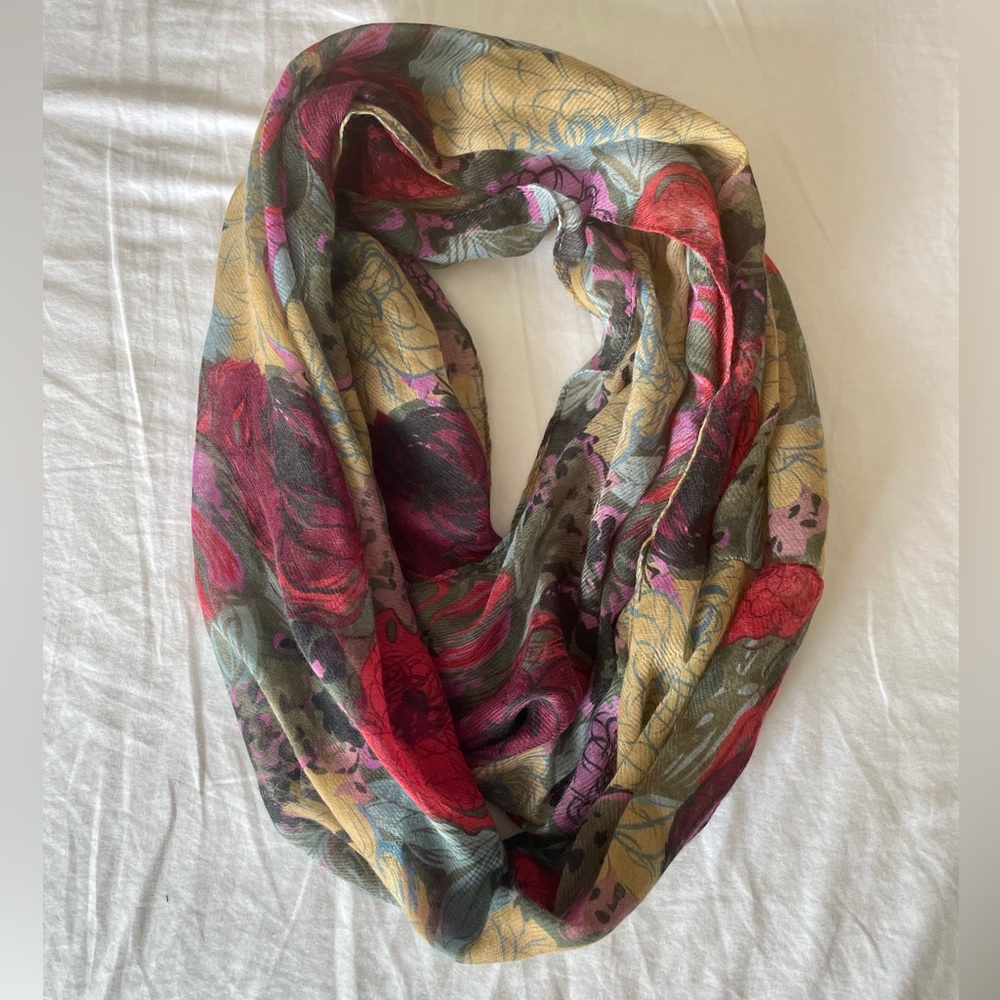 Floral Multi-Colored Infinity Scarf